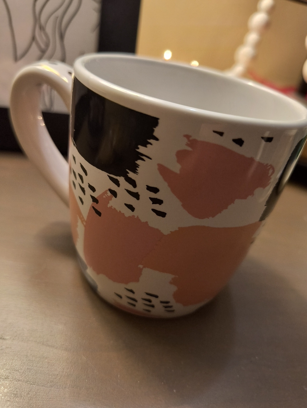 Abstract Blush & Black Ceramic Coffee Mug